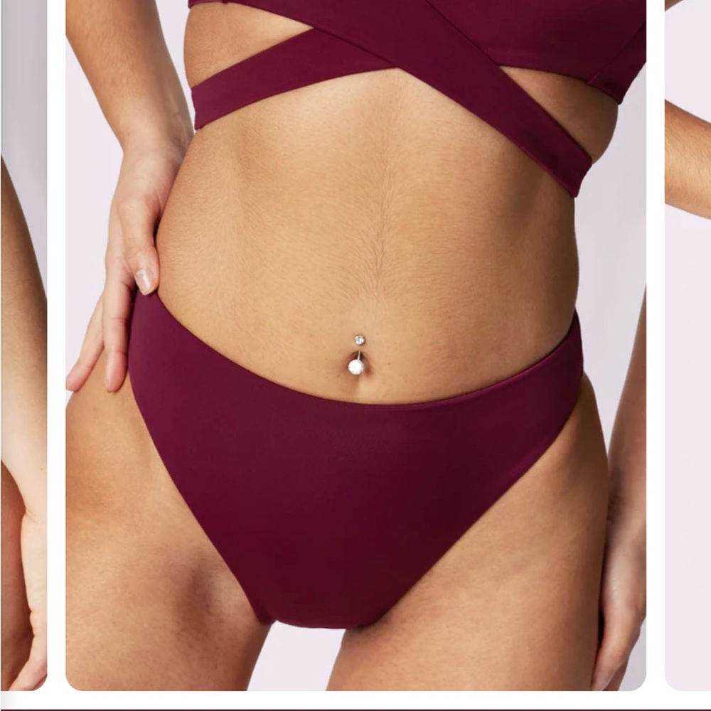 BRAND NEW Parade High Rise Brief Bikini Bottom Mulberry/Surfboard Size L